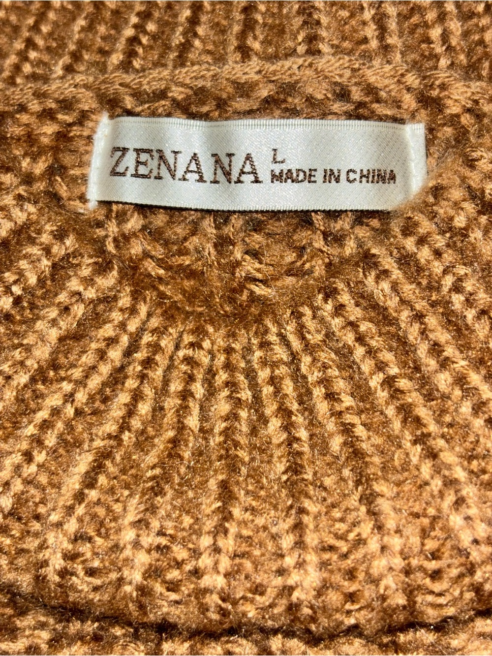 Zenana Outfitters Brown and Cream Striped Crewneck Sweater - Picture 3 of 7
